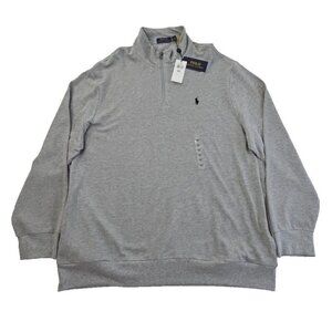 Polo Ralph Lauren Men Big & Tall Pullover Grey XXL 1/4 Zip Double Knit Pony NWT